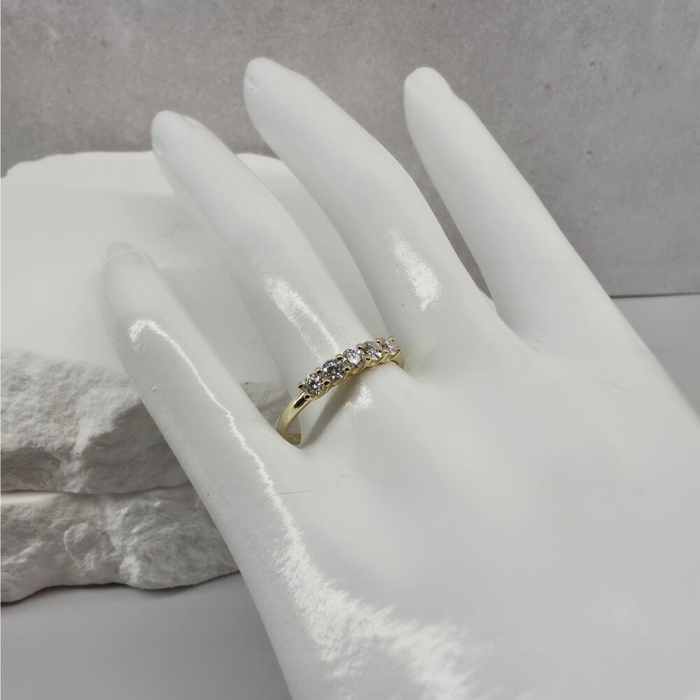 Size 7 or 9- 0.53ctw Moissanite Half Eternity Ring Gold Plated Silver GRA - Picture 4 of 8